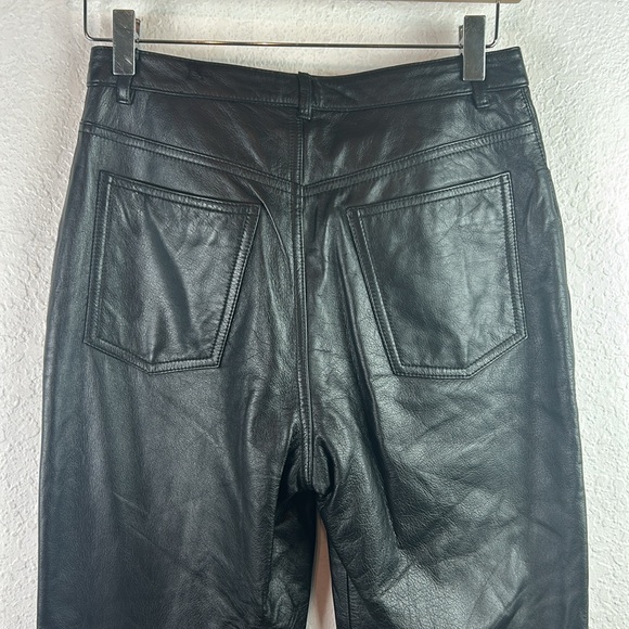 Vintage high waist Reflections black leather straight leg pants - Picture 3 of 5